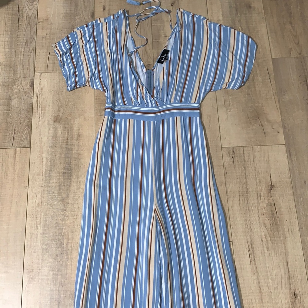 Blue striped jumpsuit